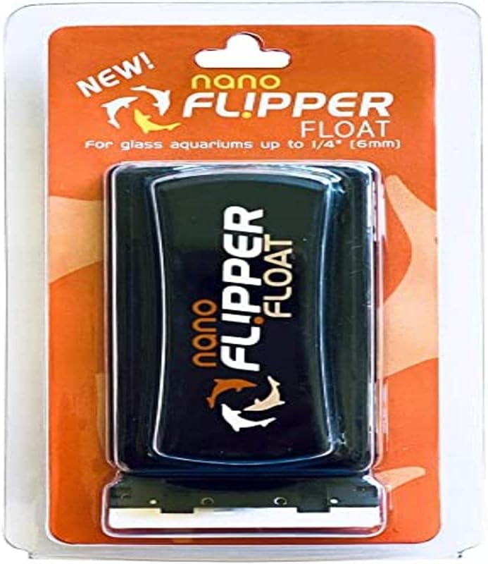 FL!PPER Flipper Cleaner Float packaging detailing specifications for twelve millimeter thick glass tanks.