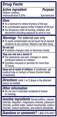 TheraTears preservative free eye drops packaging showing electrolyte balanced formula details.