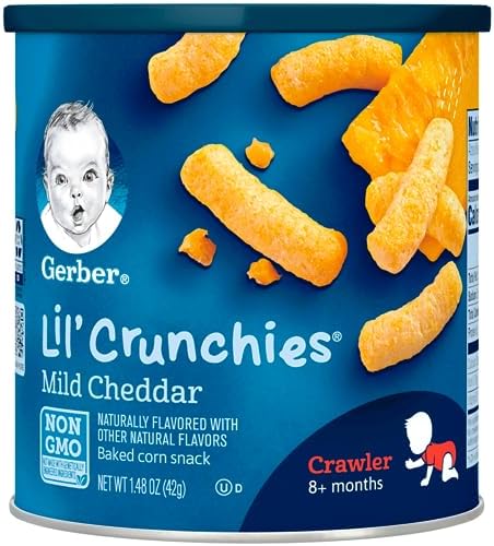 Authentic Gerber imported USA value pack baby food snacks showing secure tamper evident packaging lids