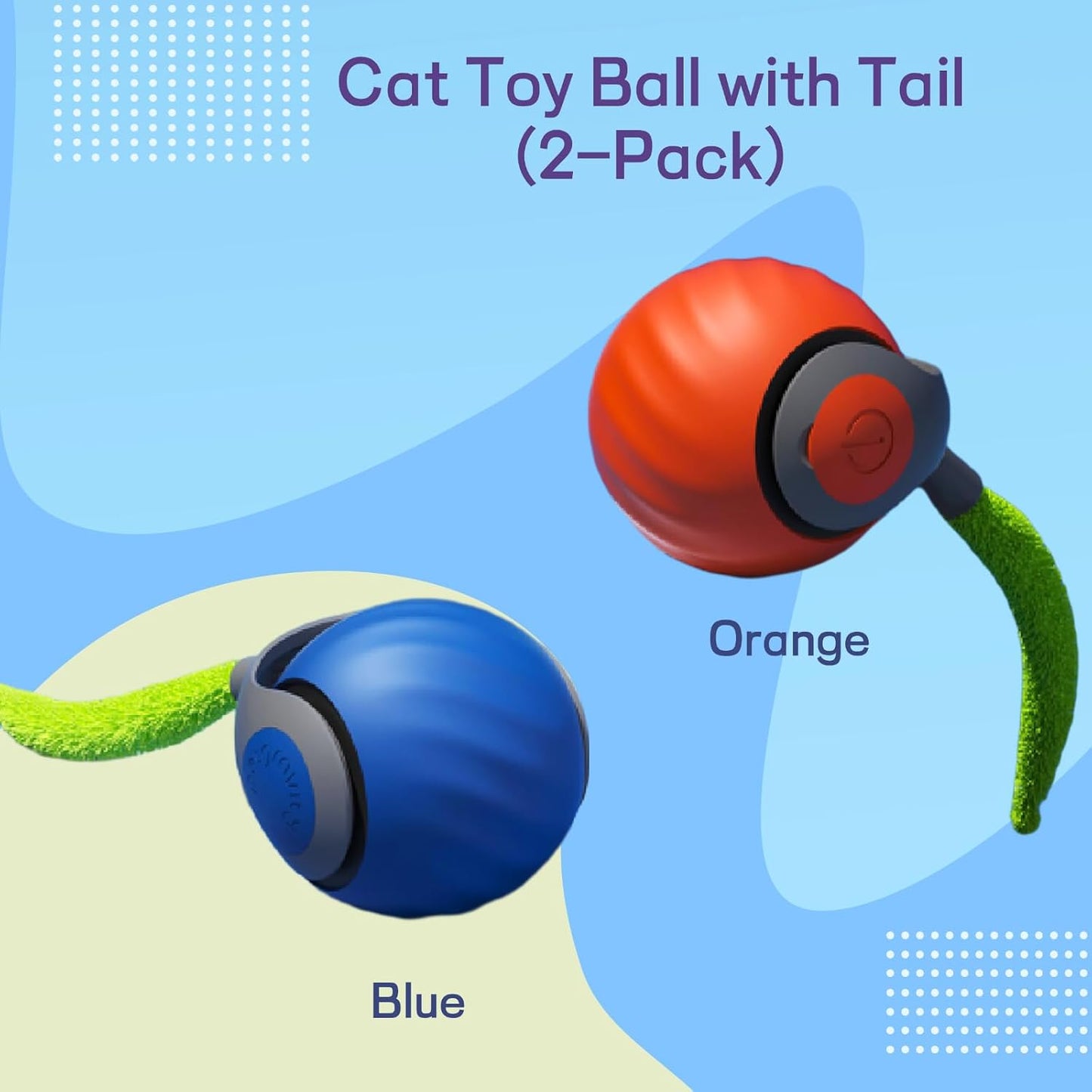 2026 Upgraded Self-Moving Cat Toy Ball with Tail (2-Pack) - Rechargeable Smart Interactive Kitten Toys, 2-Speed Modes, Bite-Resistant Indoor Exercise Toys for Bored Cats (Blue&Orange) - Image 9