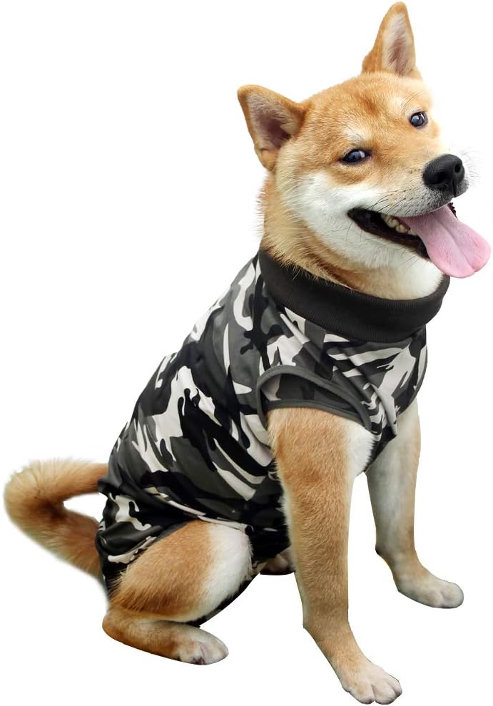 Dog Recovery Suit Abdominal Wound Puppy Surgical Clothes Post-Operative Vest Pet After Surgery Wear Substitute E-Collar & Cone(XL, Grey) - Image 10