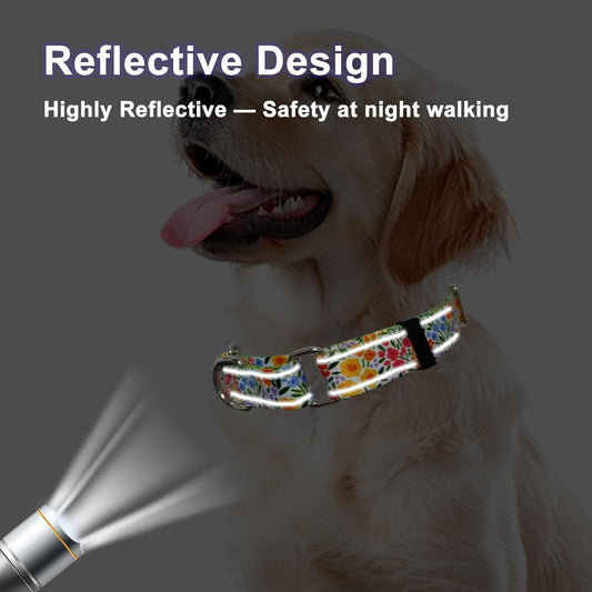 Fidohug floral nylon dog collar for medium dogs