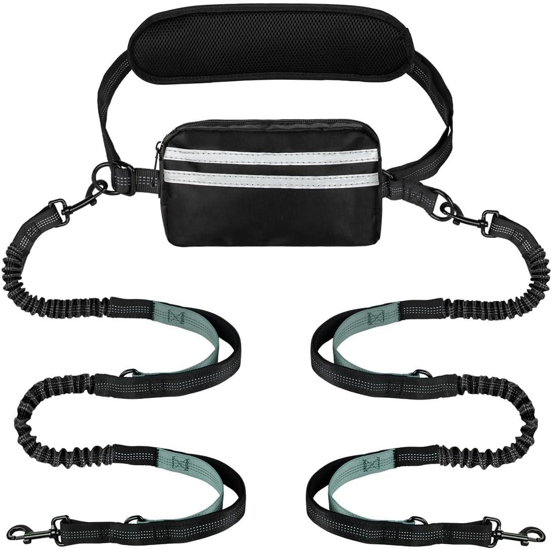 Hands Free Dog Leash, Double Dog Leash with Waist Bag, Back Brace, Double Padded Handles, Running Belt Fanny Pack with Phone, Treat, (Large, 26-120 lbs) - Image 15