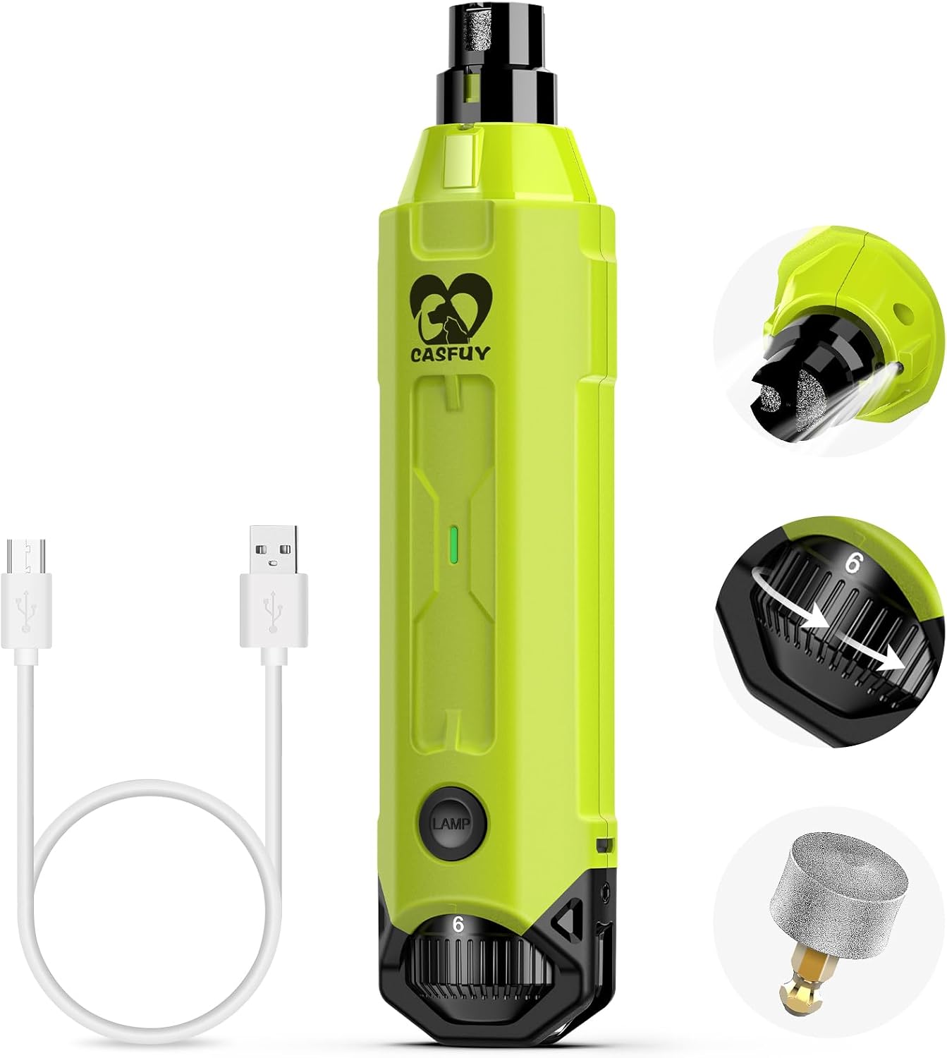 Casfuy 6-Speed Dog Nail Grinder - Newest Enhanced Pet Nail Grinder Super Quiet Rechargeable Electric Dog Nail Trimmer Painless Paws Grooming & Smoothing Tool for Large Medium Small Dogs (Blue) - Image 12