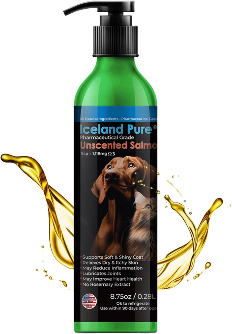 Full range packaging display of the 17 Ounce Iceland Pure unscented fish oil supplement.