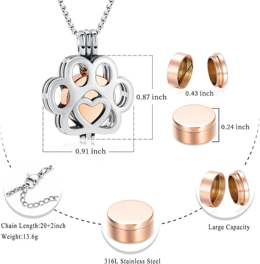 Stainless steel paw print memorial locket pendant