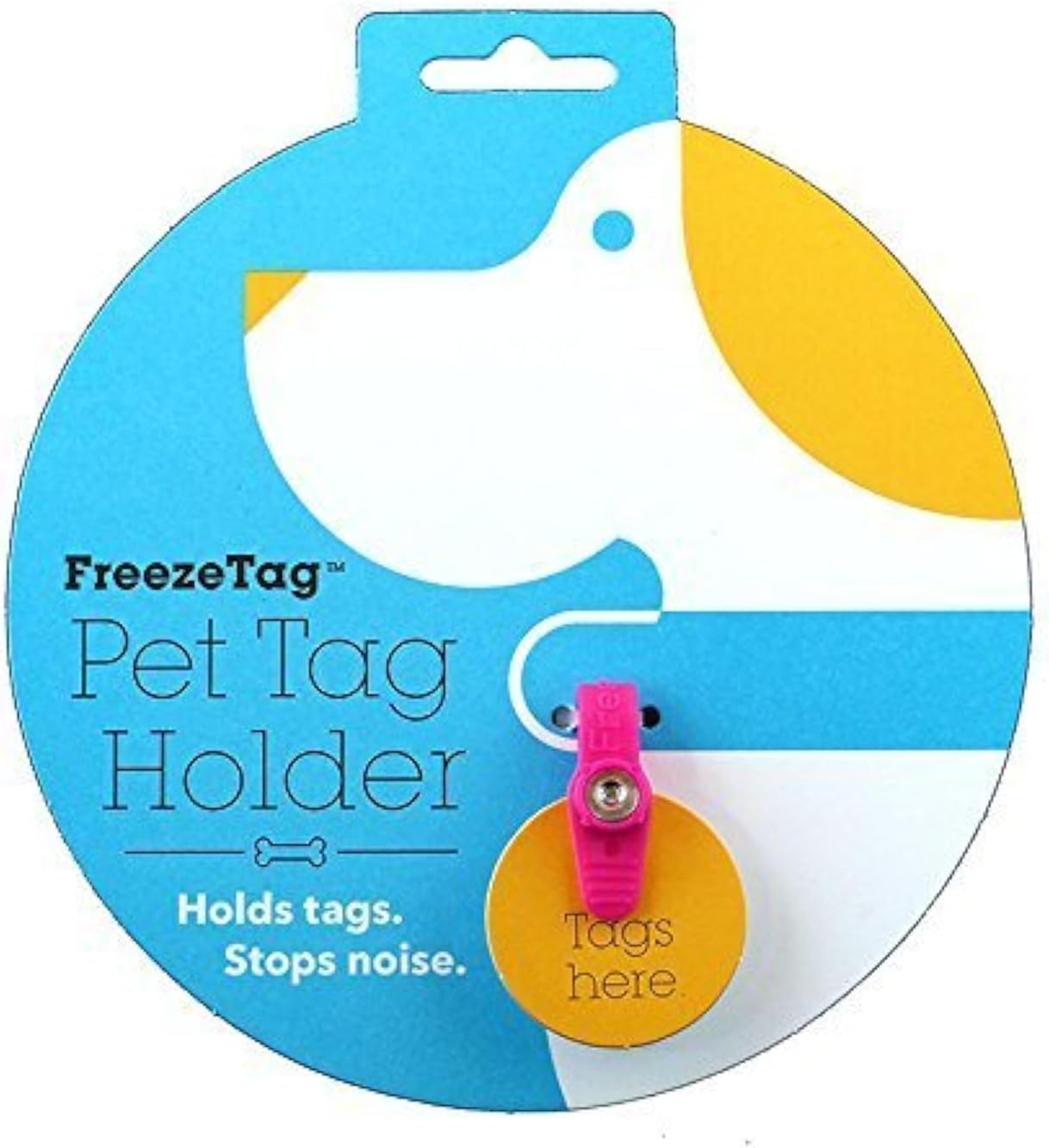 FreezeTag packaging showing screw and nut hardware for tag security