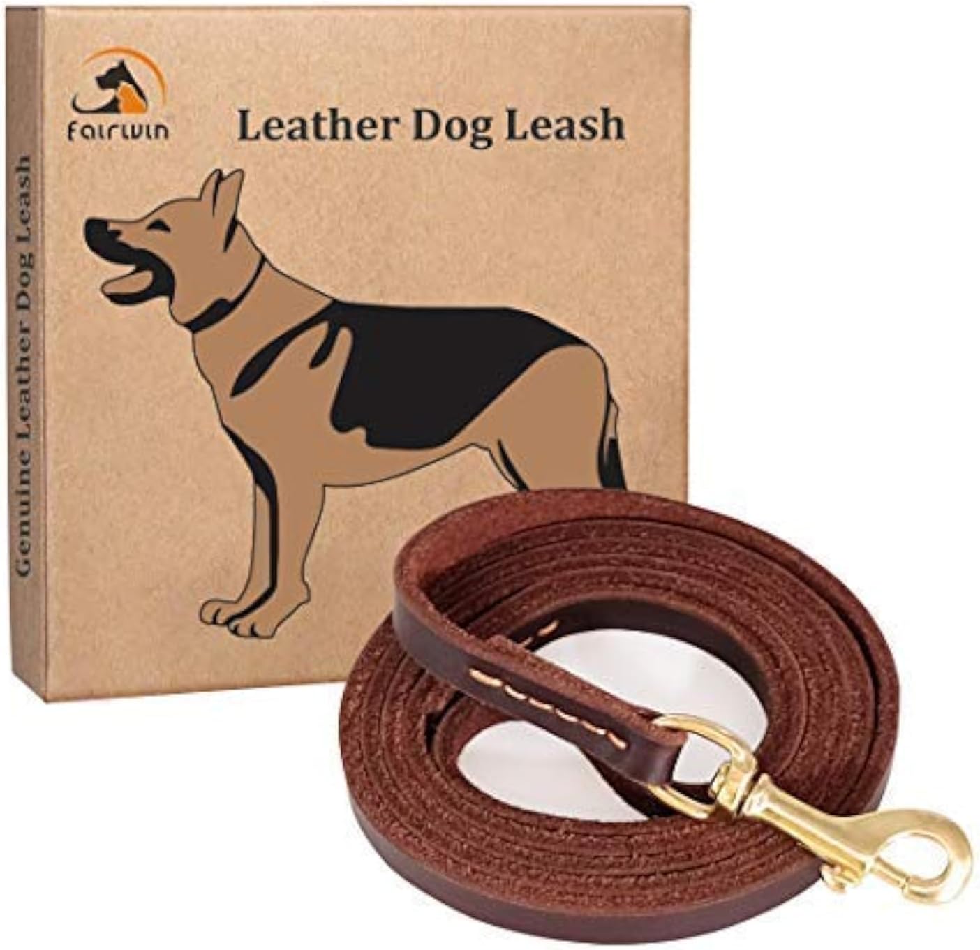 FAIRWIN Braided Leather Dog Training Leash 6 Foot - Military Grade Heavy Duty Dog Leash for Large Medium Small Dogs (Brown, M:5/8" x 6ft) - Image 10