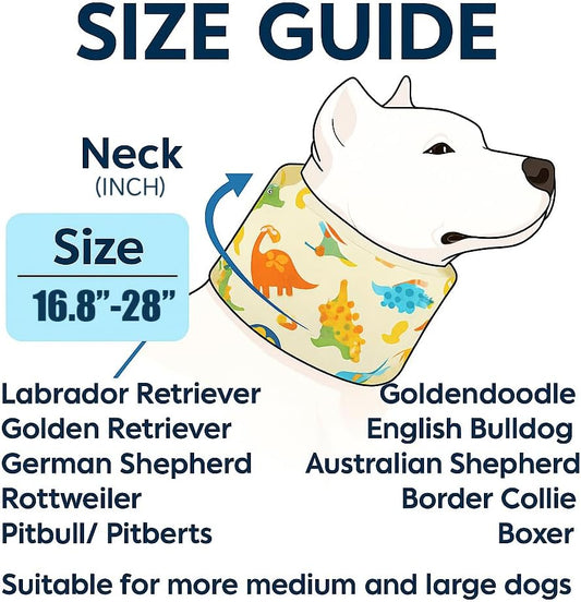 LovinPet soft dog cone alternative dinosaur print yellow neck cushion.