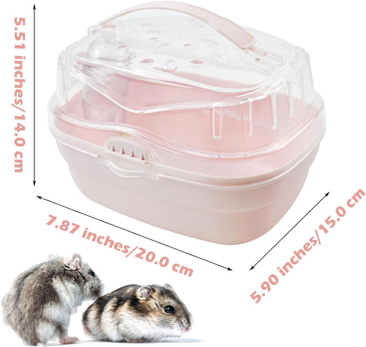 Hamster Carrier Cage with Water Bottle,Portable Hamsters Travel Cage Plastic Guinea Pig Carrying Cases Small Animal Carry Cage for Dwarf Hamsters Chinchillas Hedgehog Mouse(Pink) - Image 2