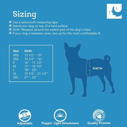 Side view of dog wearing Medium RC Pet Cirque harness
