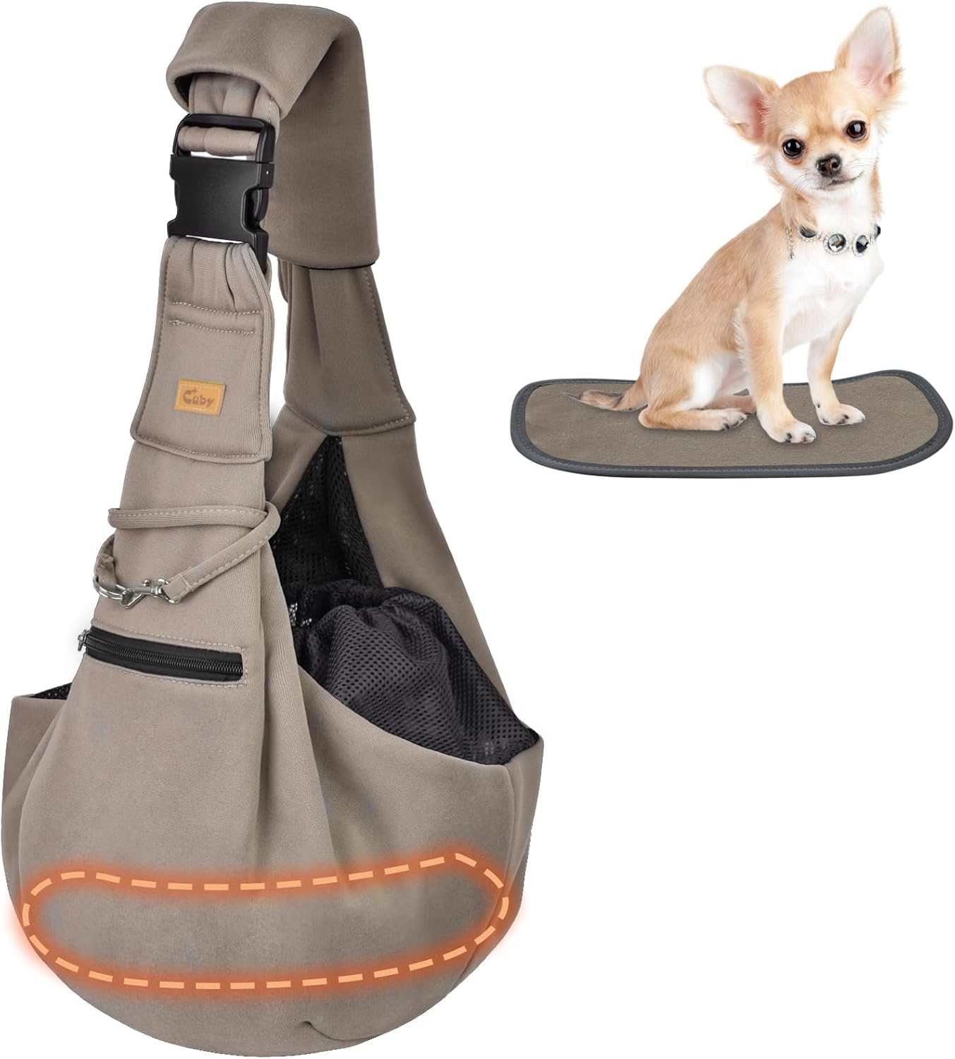 CUBY Dog and Cat Sling Carrier - Hands Free Reversible Pet Papoose Bag - Soft Pouch and Tote Design - Suitable for Puppy, Small Dogs Cats Outdoor - Image 15