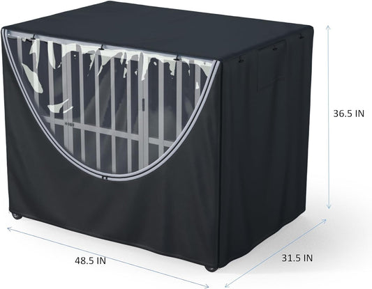 MDHAO black waterproof dog cage enclosure showing side clear interactive window panel