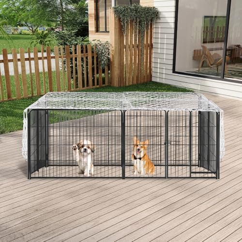Weather resistant outdoor pet exercise pen netting with secure anchors