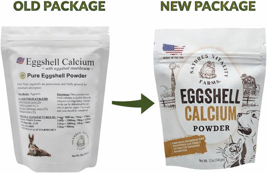 Natures Vitality Farms pet calcium supplement bag label