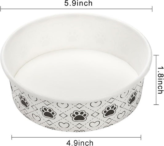SOUJOY 16 Ounce paper dog food bowl filled with dry kibble
