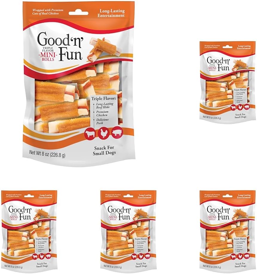 GOOD 'N' FUN Mini Rolls Long-Lasting Treat for Small Dogs, with Real Proteins, Beef Hide and Premium Chicken, Supports Dental Health, Mental Stimulation, 8 oz - Image 11