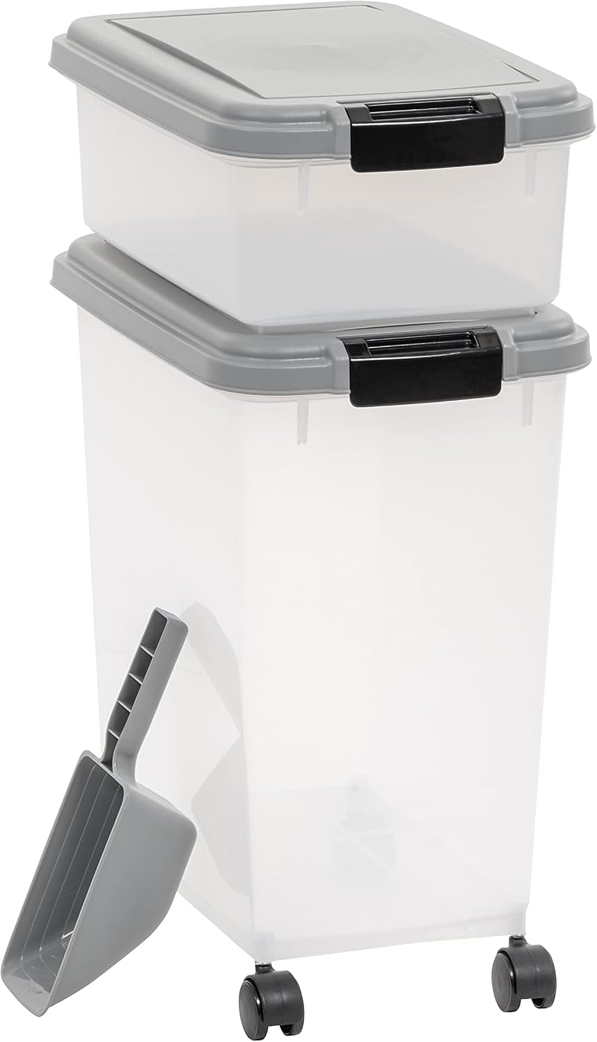 Amazon Basics Airtight Pet Food Storage Container with Scoop, BPA Free, Removable Wheels, 69 QT, Gray - Image 14