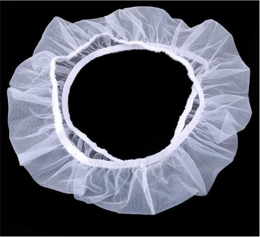 Close-up perspective of the stretchy nylon mesh skirt material showing the airy gauze weave texture.