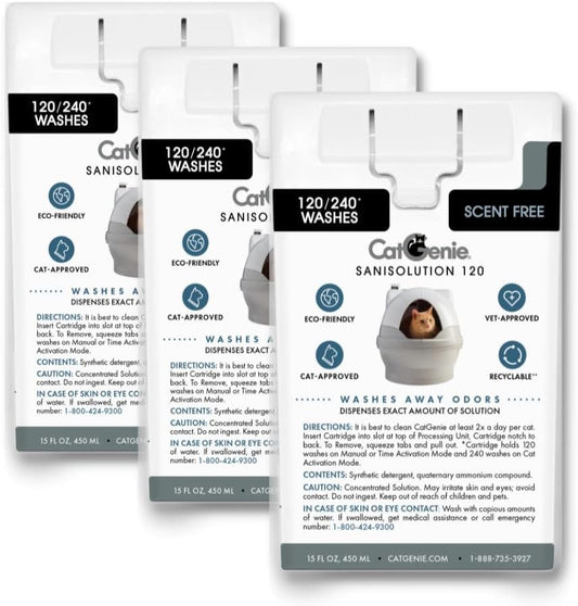 Three individual packaging units of the genuine imported veterinarian approved concentrated cleaning solution cartridge