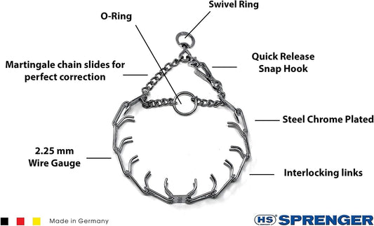 Herm Sprenger quick release dog collar close up showing the secure buckle mechanism