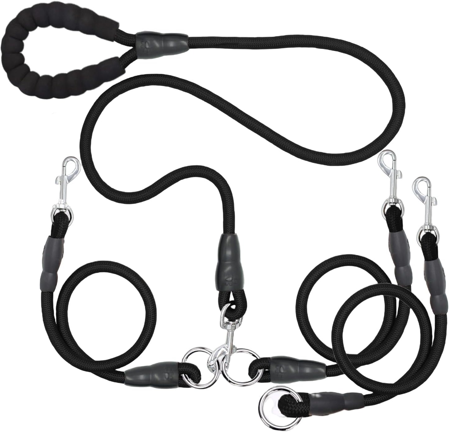 Heavy Duty 3 Dog Leash for Large Dogs No Tangle Detachable 360 degrees Swivel Device with Padded Handle for Two/Three Pets - Image 10