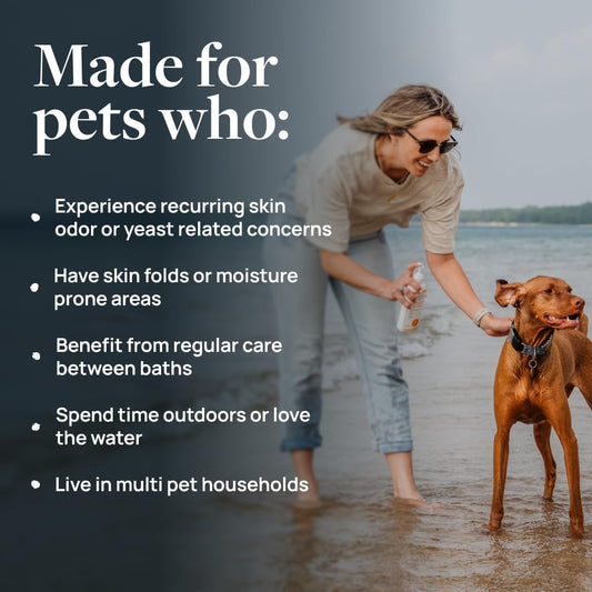Veterinary Formula medicated pet spray bottle showing active ingredients for bacterial infection relief