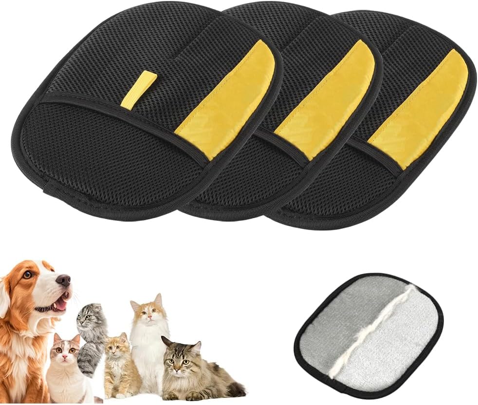 Pack of two AprYew electrostatic pet hair remover gloves laid flat