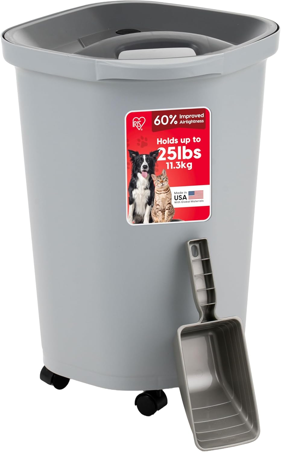 IRIS USA Airtight Dog Food Storage Container, Up to 30 lbs, Attachable Wheels, for Dog Cat Bird and other Pet Food Storage Bin, Keep Fresh, Easy Mobility, BPA Free, Black - Image 15