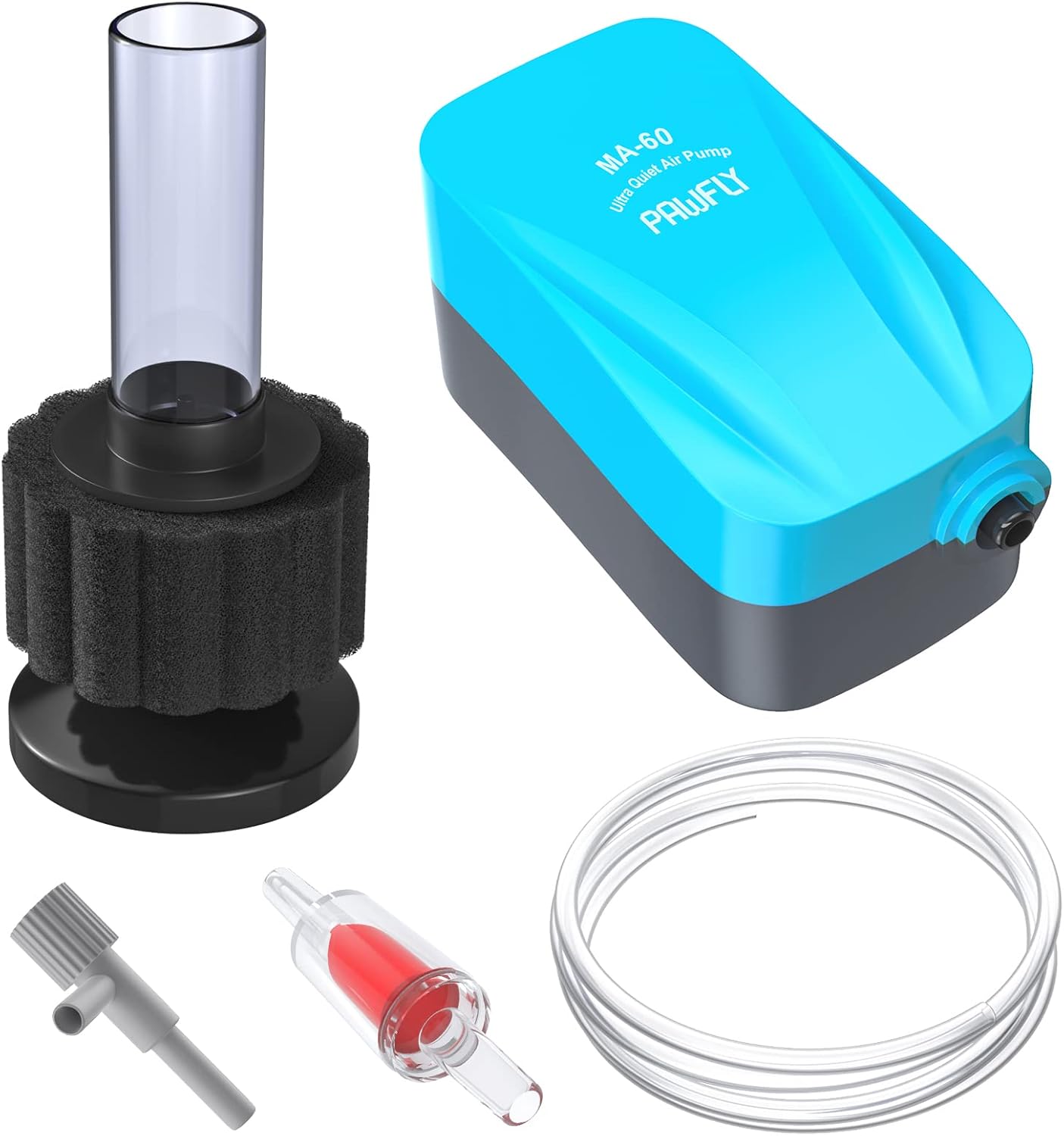 Pawfly Aquarium Air Pump with Nano Bio Sponge Filter Kit Air Control Valve Airline Tubing and Check Valve Accessories - Image 9