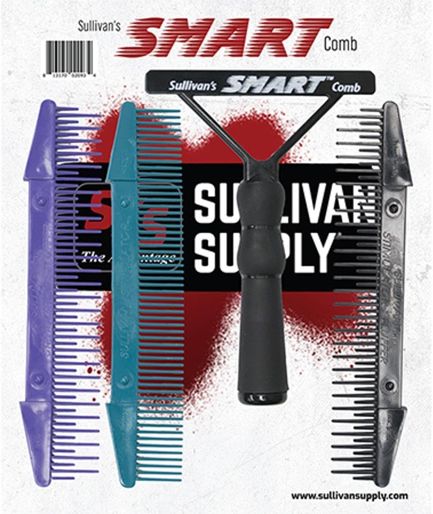 Sullivan Supply South Smart Comb With Grip Pack front view authentic USA imported livestock grooming set