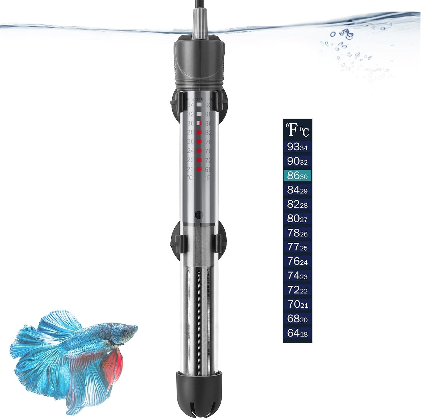 HITOP 50W Adjustable Aquarium Heater, Submersible Fish Tank Heater Thermostat with Suction Cups for 6-15Gal - Image 9