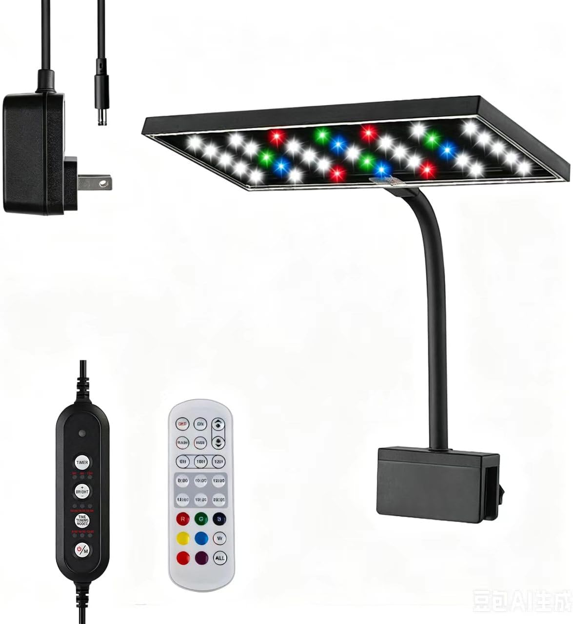 Carefree Fish Aquarium LED Light USB 5V1A RGBW 5730 Timmer 1~10Gal Fish Tank Clip Light 10 Brightness Levels 8W with USB Port (Include UL Certification Power Adapter) - Image 10
