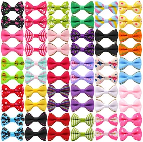 Assorted colorful handmade satin ribbon bows for pets