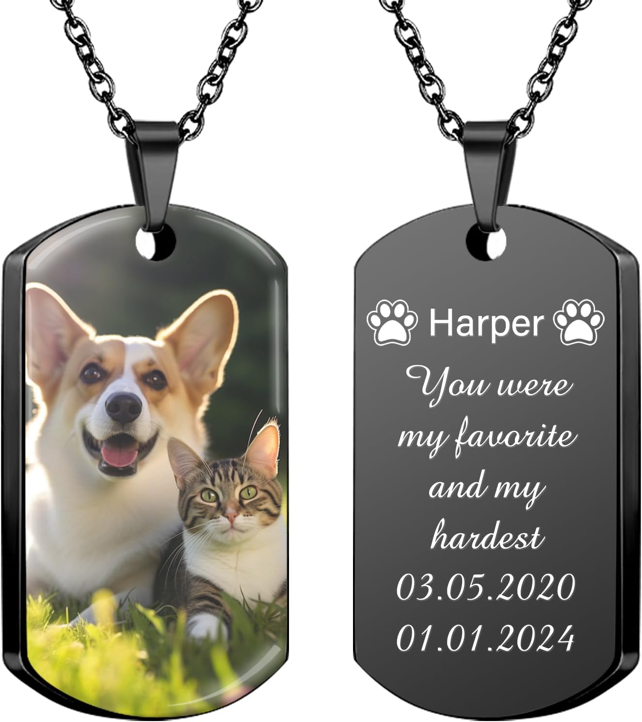 HJX Custom Dog Urn Necklaces for Ashes - Personalized Pet Cremation Jewelry for Ashes,Double-Sided Custom with Text Picture Memorial Gift for Pet Dogs Cats Ashes Necklace (Heart-1) - Image 9