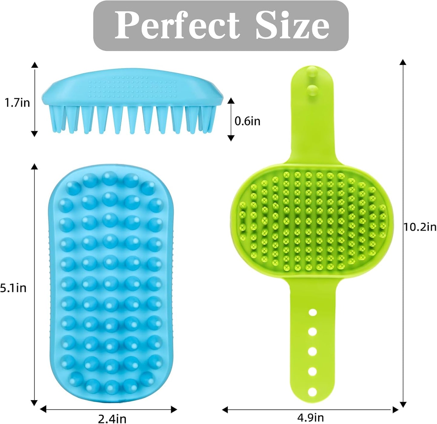 Packaging contents of the KQUQK two piece pet scrubber set ideal for massaging and washing dogs and cats.