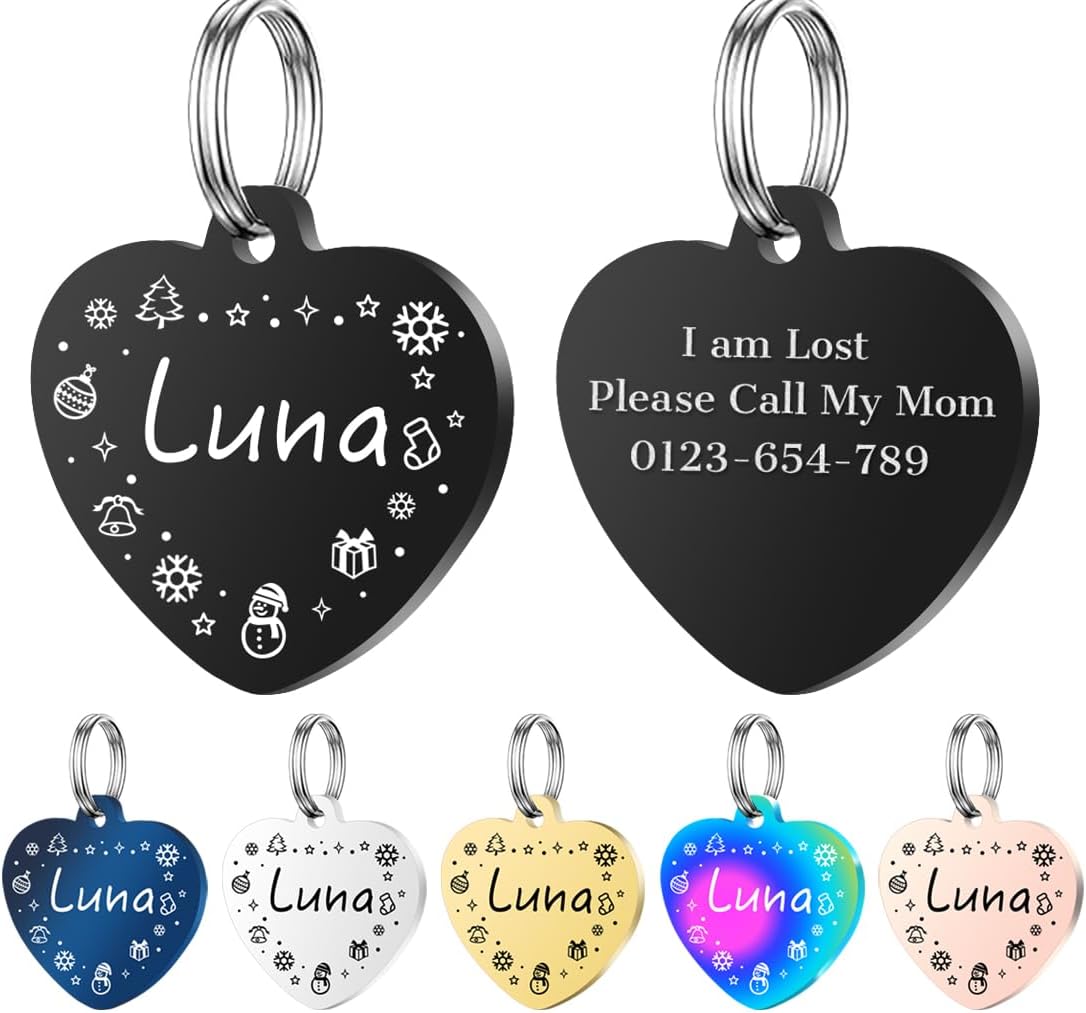 Personalized Dog Tags, Stainless Steel Pet Tags Personalized Cat, Collar Charm Engraved on Both Sides, up to 4 Lines of Custom Text, Multiple Patterns Colors Size Options (Flower, Small) - Image 15