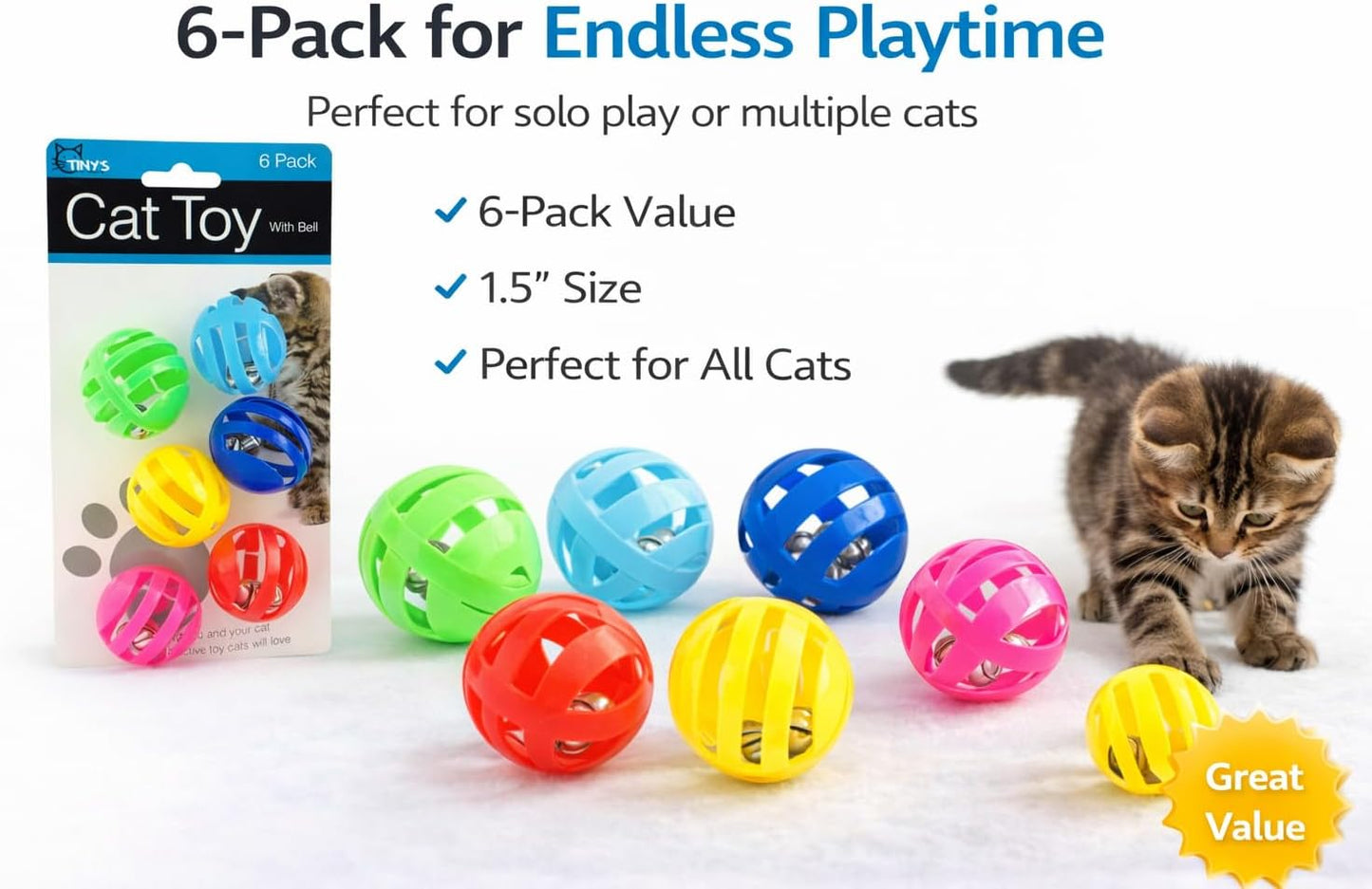 Interactive multi colored pet toy balls designed for chasing and indoor exercise.
