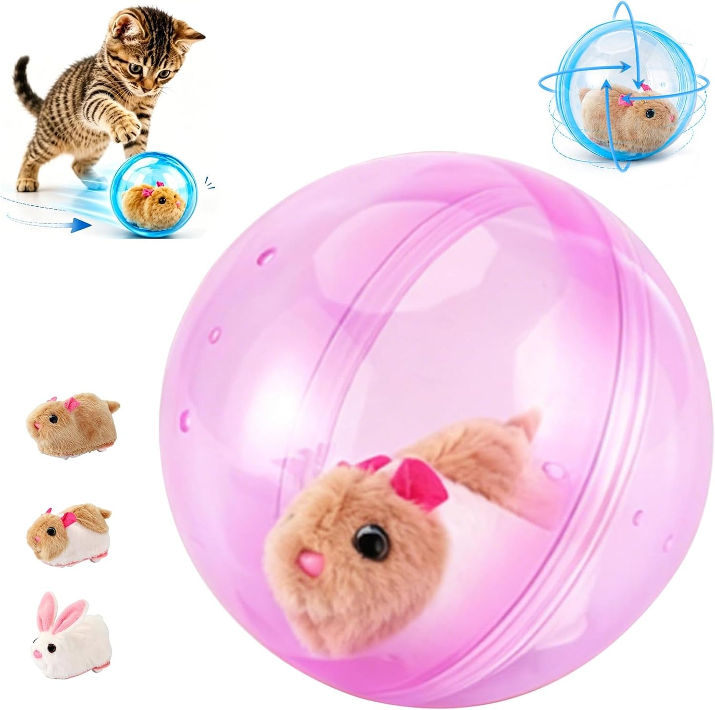 2026 New Self-Rolling Interactive Cat Ball Realistic Animal Automatic Moving Rolling Cat Ball 360 degrees Rolling Spin Moving Cat Ball Fun Indoor Interactive Pet Ball for Cats Dogs Chasing (Blue, Mouse-A) - Image 11