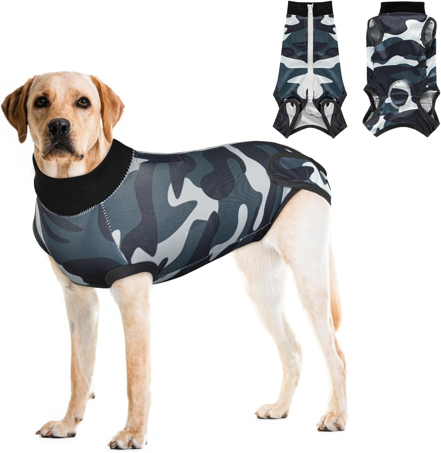 SlowTon Dog Surgery Recovery Suit - Zipper On Dog Onesies After Surgery for Female Male Dogs, Abdominal Wounds Bandages Cone/E-Collar Alternative Dogs Surgical Body Suit Anti-Licking (Grey, S) - Image 15