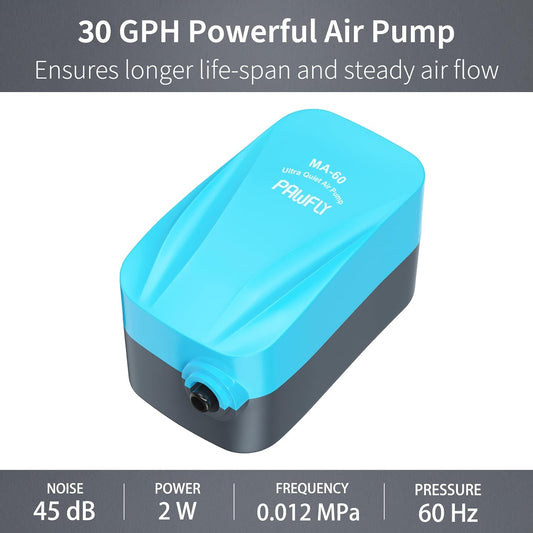 Pawfly air pump kit with accessories and airline tubing