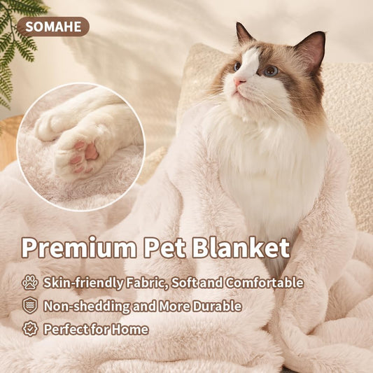 SOMAHE reversible sherpa pet throw bubble fleece side texture
