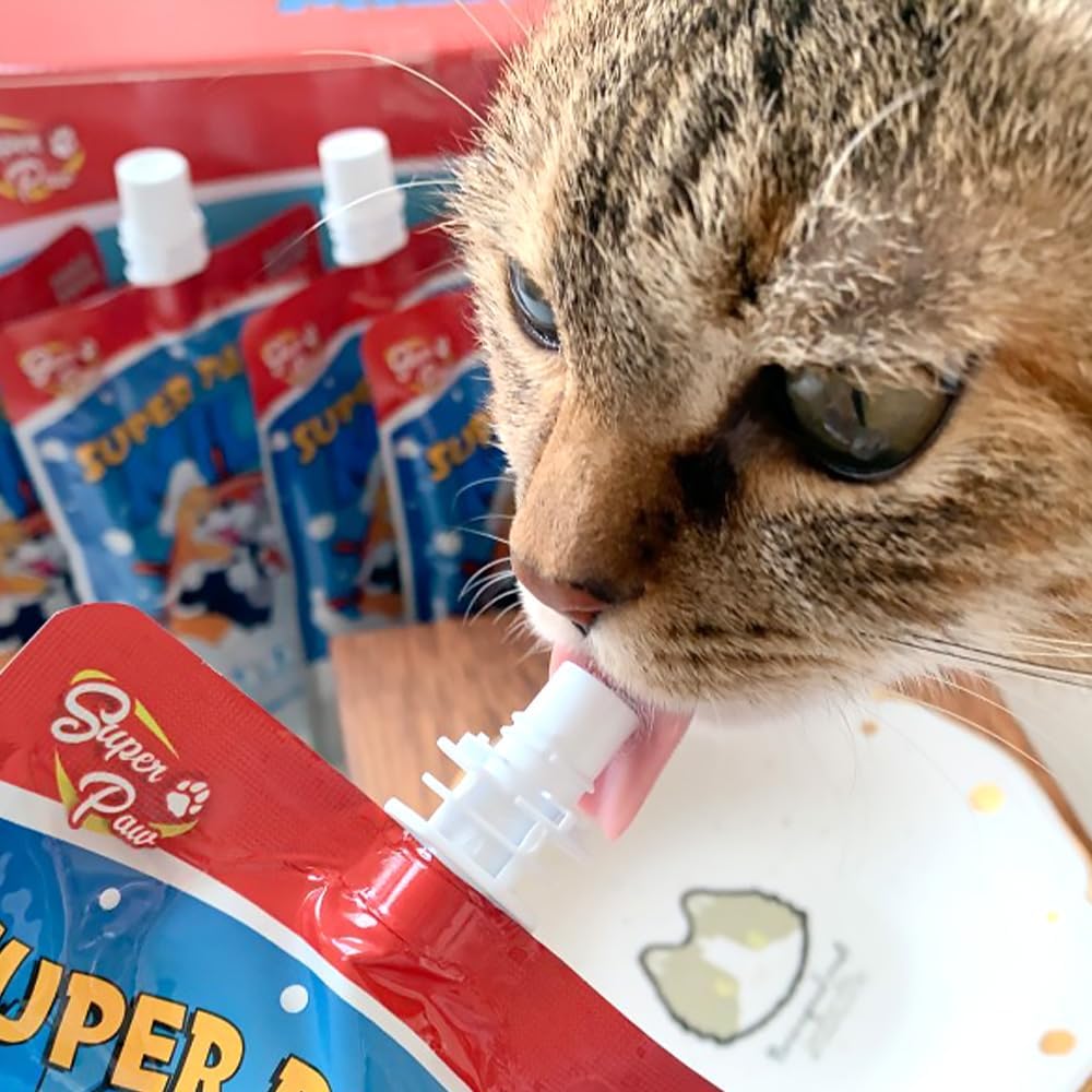 SuperPaw Pet Milk showing individual 180 milliliter pouch with convenient resealable cap