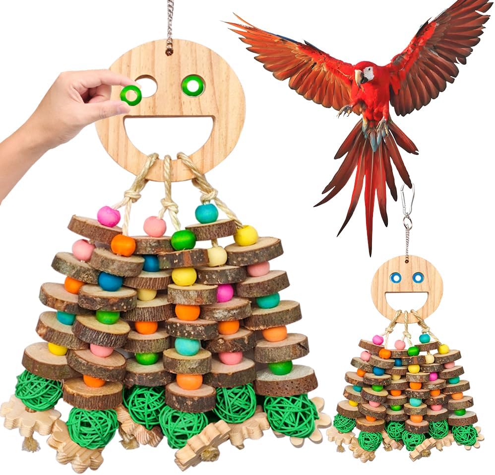 Parrot Toys for Large Birds, Multicolored Wooden Blocks Bird Chewing Toy Parrot Cage Bite Toy or Macaws Cokatoos African Grey and Large Medium Birds - Image 9