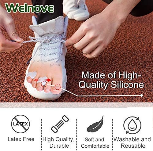 Welnove gel foot care kit showing twelve pieces of pinky toe protectors