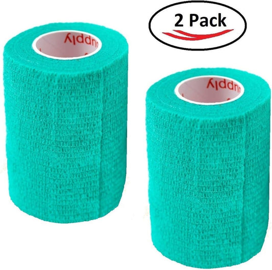 Two rolls of Prairie Horse Supply teal cohesive bandage