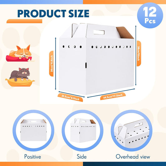 Kisston 12 Pieces Cardboard Pet Carriers 17.5 x 8.5 x 15 Inches for Small Animals Cat Hamster Guinea Pig Rabbit Bird Travel Box - Image 2