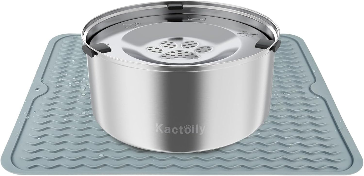 Easy to clean dishwasher safe large dog water dispenser components separated for washing.