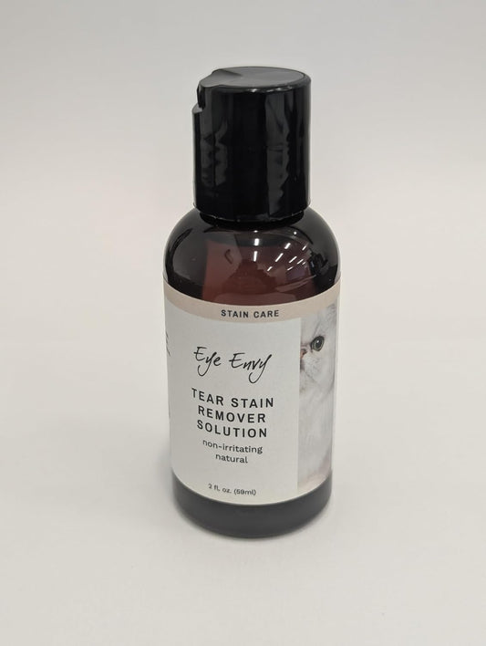 Natural cat tear stain remover solution packaging back label