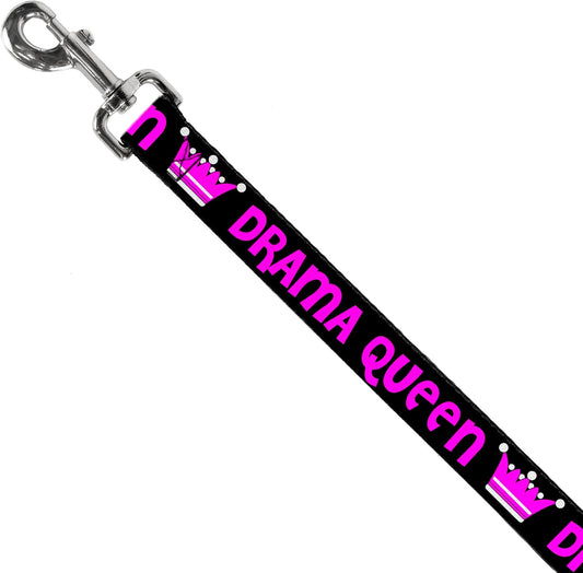 Close-up of the Drama Queen crown pattern on the 1-inch wide polyester leash.